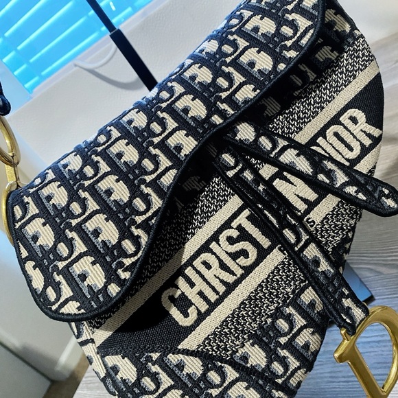 Dior - Saddle Bag (Blue Dior Oblique Embroidery) #UsedlikeNew - Picture 4 of 7